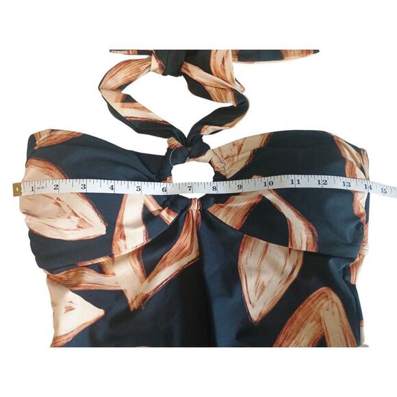 DKNY Women’s Halter Ring One Piece Swimsuit Size Medium color Printed Leaf NWT - Picture 7 of 15